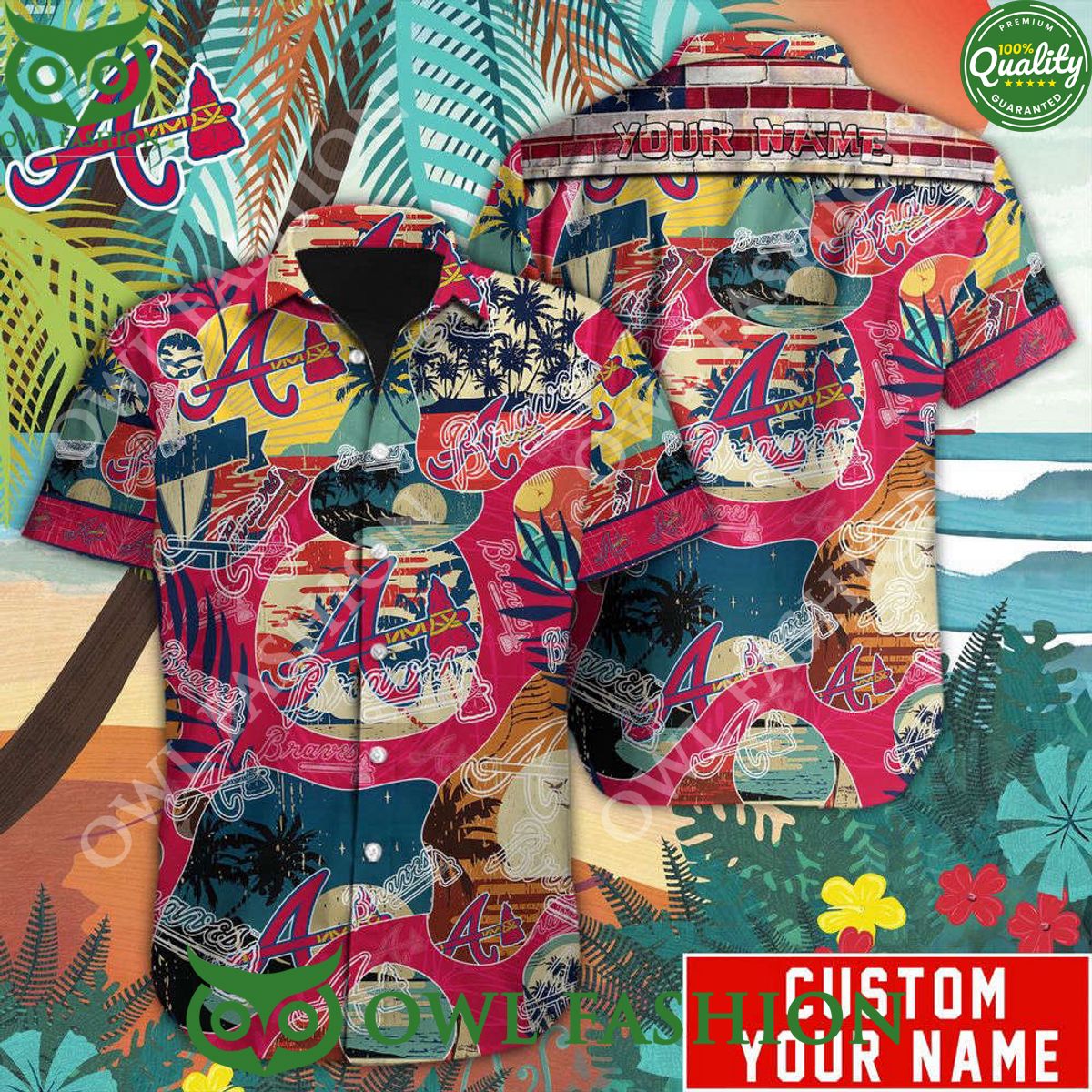 Customized Baseball Atlanta Braves MLB Hawaiian and - Adult & Kids T-Shirts, Sweatshirts & Hoodies apparel design preview 1