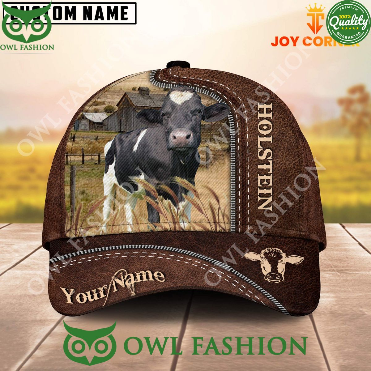 Customized Name Holstein Leather Cow Pattern Cap - Adult & Kids T-Shirts, Sweatshirts & Hoodies apparel design preview 1