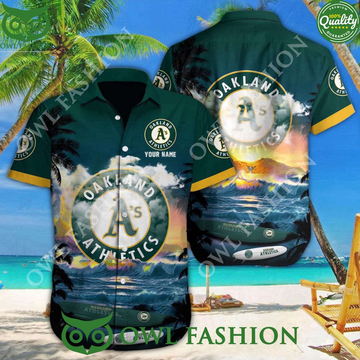 Customized Oakland Athletics MLB Baseball Hawaiian - Adult & Kids T-Shirts, Sweatshirts & Hoodies apparel design preview 1