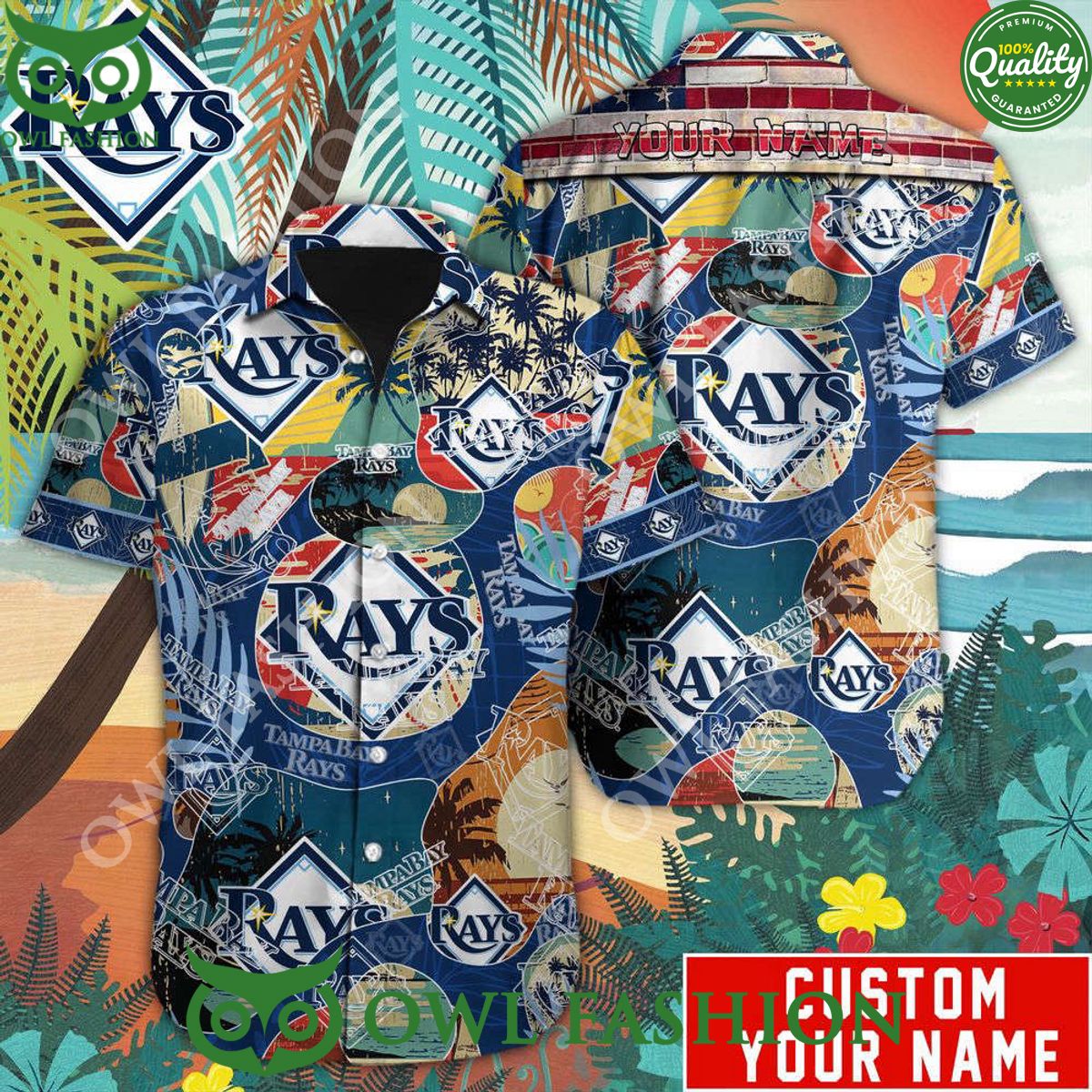 Customized Tampa Bay Rays MLB Championship Hawaii - Adult & Kids T-Shirts, Sweatshirts & Hoodies apparel design preview 1