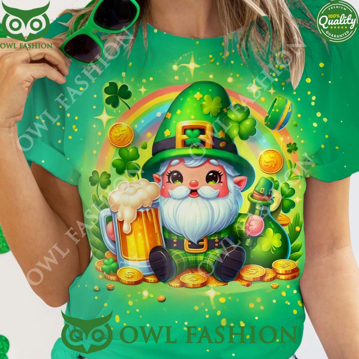 Cute St. Patrick Gnome Crew Neck Limited - Adult & Kids T-Shirts, Sweatshirts & Hoodies apparel design preview 1