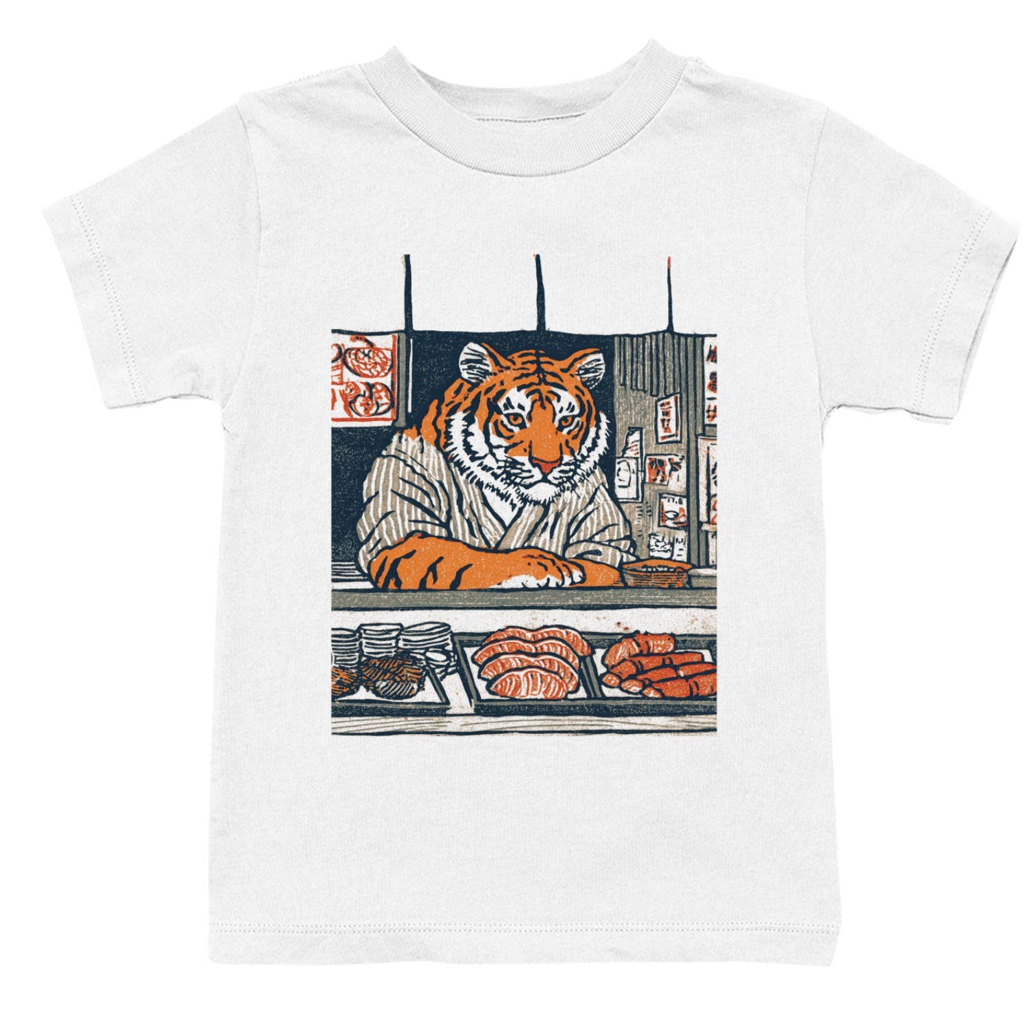 Sushi Shop Tiger Art Illustration Youth's - Adult & Kids T-Shirts, Sweatshirts & Hoodies apparel design preview 1