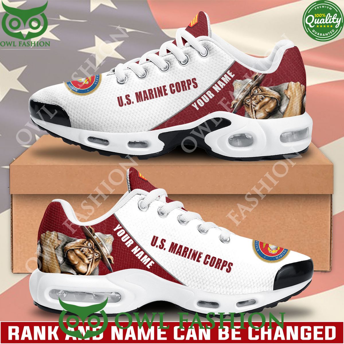 Custom name US Marine Corps Bulldog Red Sport Air max - Adult & Kids T-Shirts, Sweatshirts & Hoodies apparel design preview 1