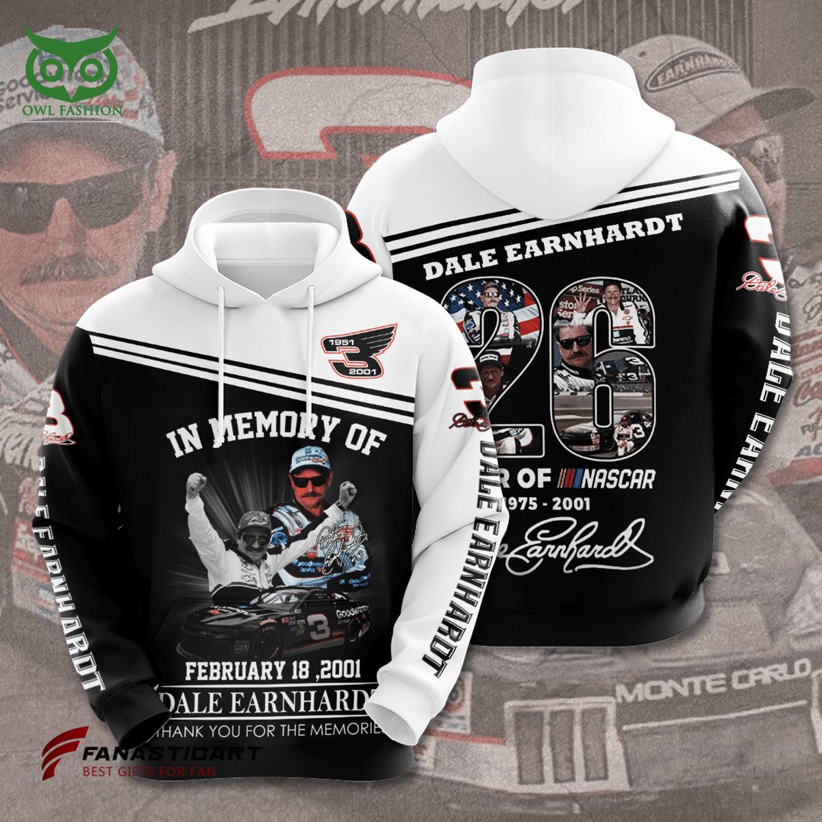 Dale Earnhardt Memories Legend 3D - Adult & Kids T-Shirts, Sweatshirts & Hoodies apparel design preview 1