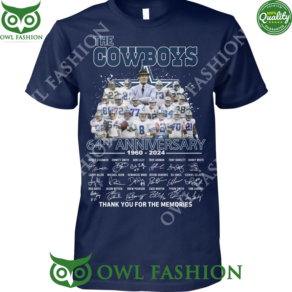 Dallas Cowboys 64th Anniversary 1960 2024 memories - Adult & Kids T-Shirts, Sweatshirts & Hoodies apparel design preview 1