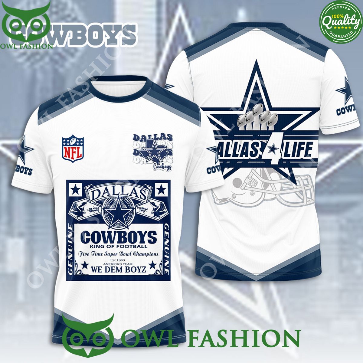 Dallas Cowboys American Rugby 3D - Adult & Kids T-Shirts, Sweatshirts & Hoodies apparel design preview 1