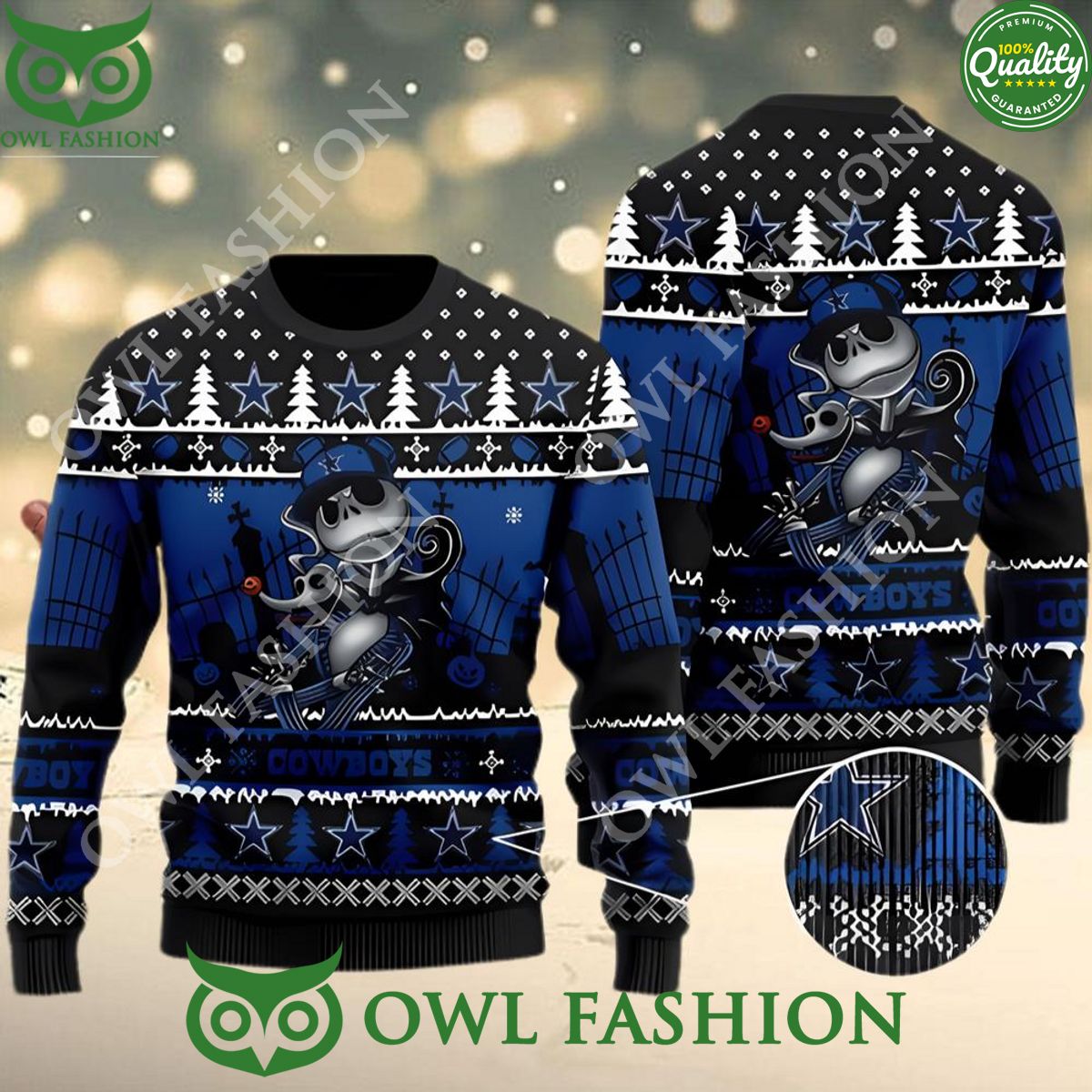 Dallas Cowboys Jack Skellington Halloween Christmas - Adult & Kids T-Shirts, Sweatshirts & Hoodies apparel design preview 1