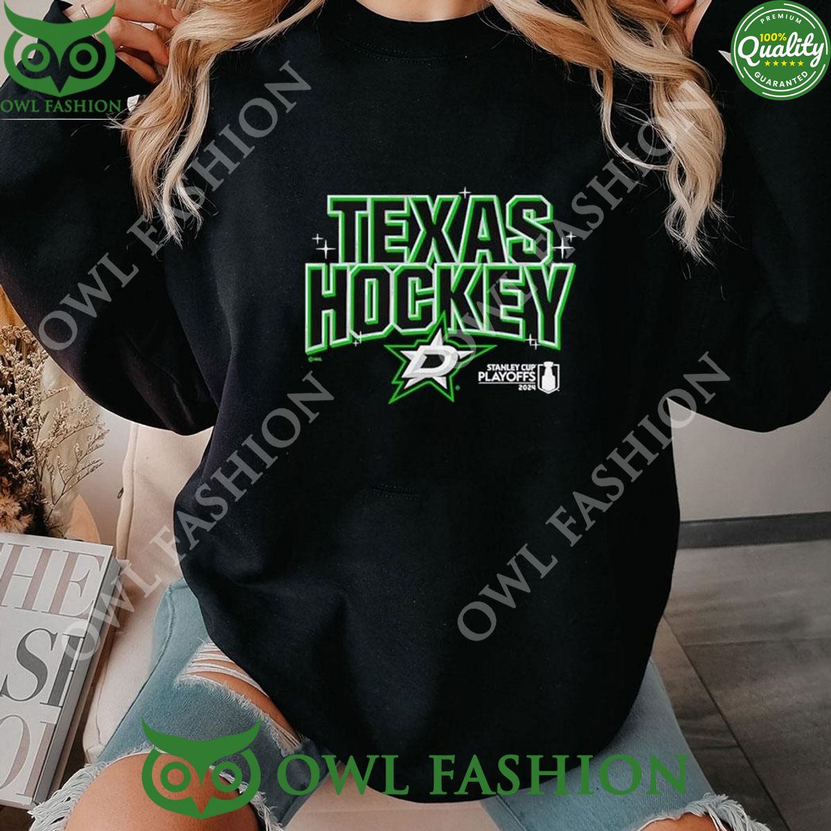 Dallas Stars 2024 Stanley Cup Playoffs Texas Hockey - Adult & Kids T-Shirts, Sweatshirts & Hoodies apparel design preview 1