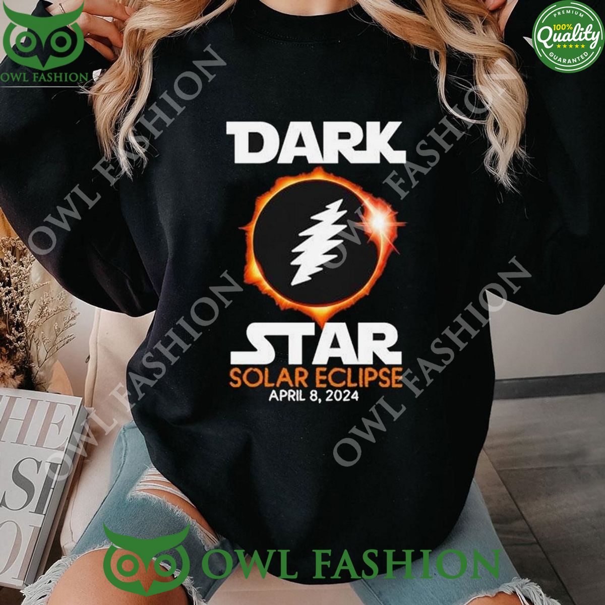 Dark Star Solar Eclipse April 8 2024 - Adult & Kids T-Shirts, Sweatshirts & Hoodies apparel design preview 1