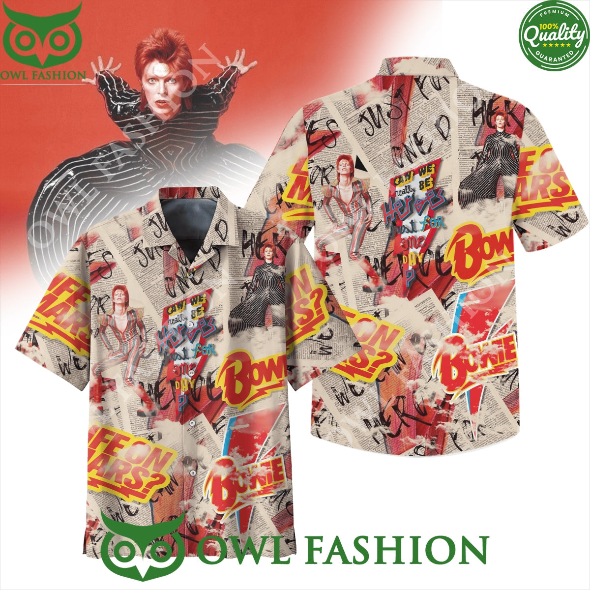 David Bowie Can be real just for one day heroes - Adult & Kids T-Shirts, Sweatshirts & Hoodies apparel design preview 1