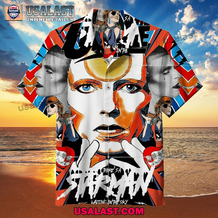David Bowie There's A Starman Hawaiian - Adult & Kids T-Shirts, Sweatshirts & Hoodies apparel design preview 1