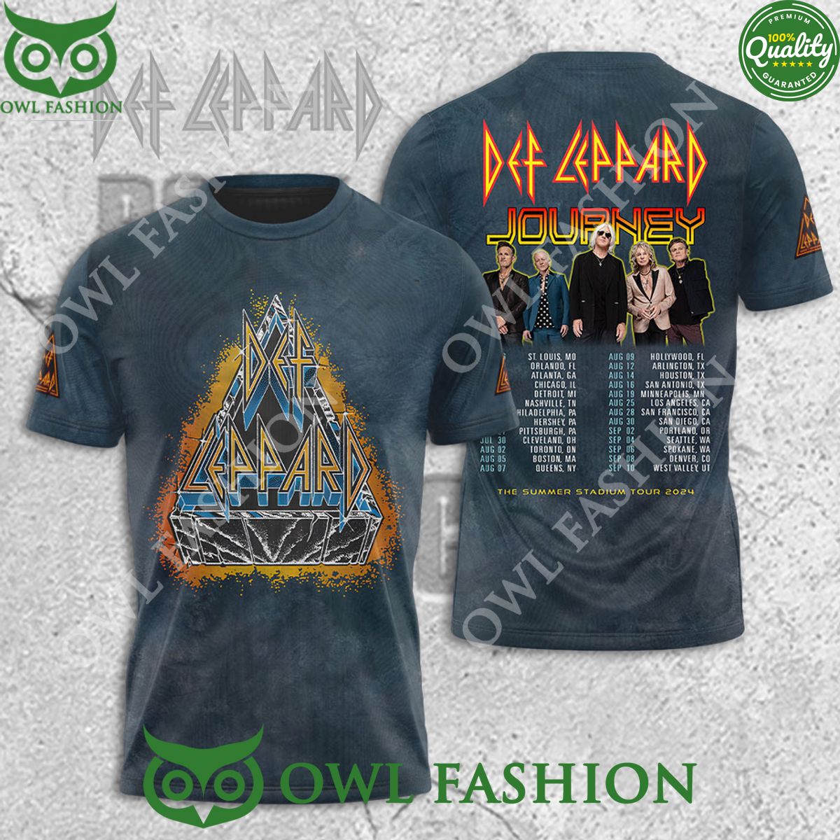 Def Leppard Journey Summer Stadium Tour Music List 3D - Adult & Kids T-Shirts, Sweatshirts & Hoodies apparel design preview 1