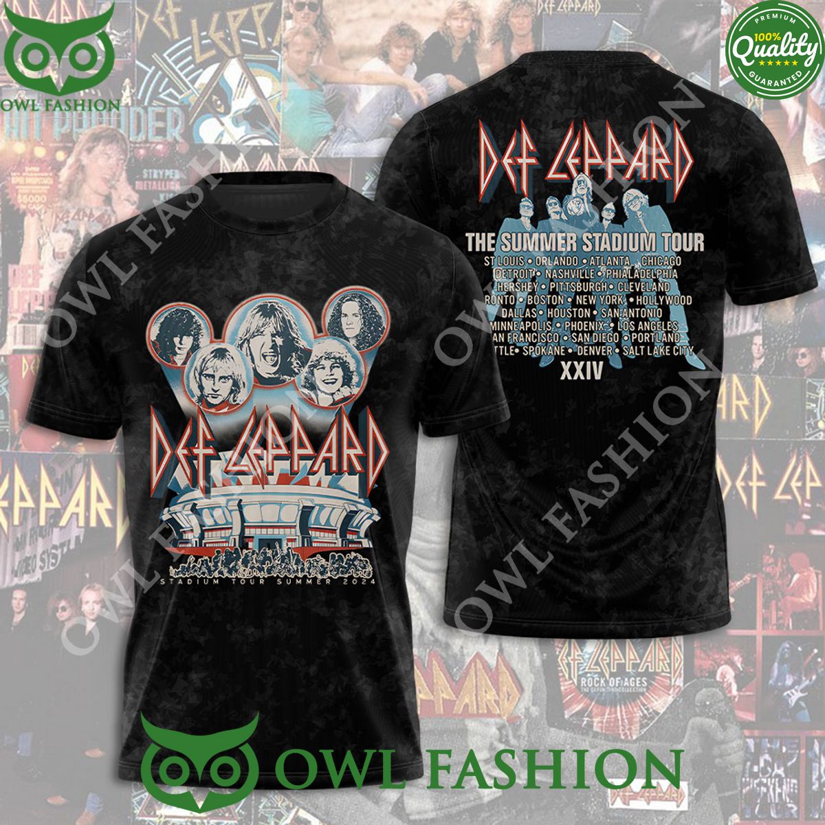Def Leppard Summer Stadium Tour Rock Metal 3D - Adult & Kids T-Shirts, Sweatshirts & Hoodies apparel design preview 1