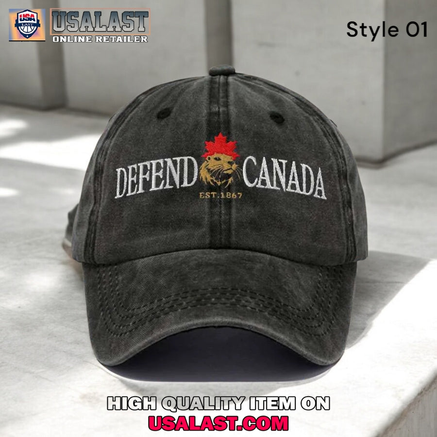 Defend Canada Beaver Printed Hat Cap - Adult & Kids T-Shirts, Sweatshirts & Hoodies apparel design preview 1