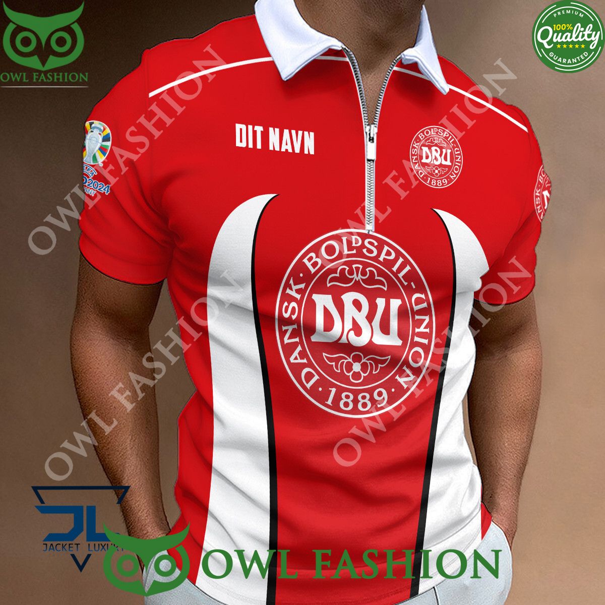 Denmark National Football Team Zipper Polo - Adult & Kids T-Shirts, Sweatshirts & Hoodies apparel design preview 1