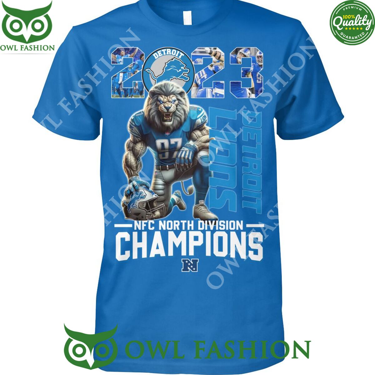 Detroit Lions 2023 NFC North Division Champions - Adult & Kids T-Shirts, Sweatshirts & Hoodies apparel design preview 1