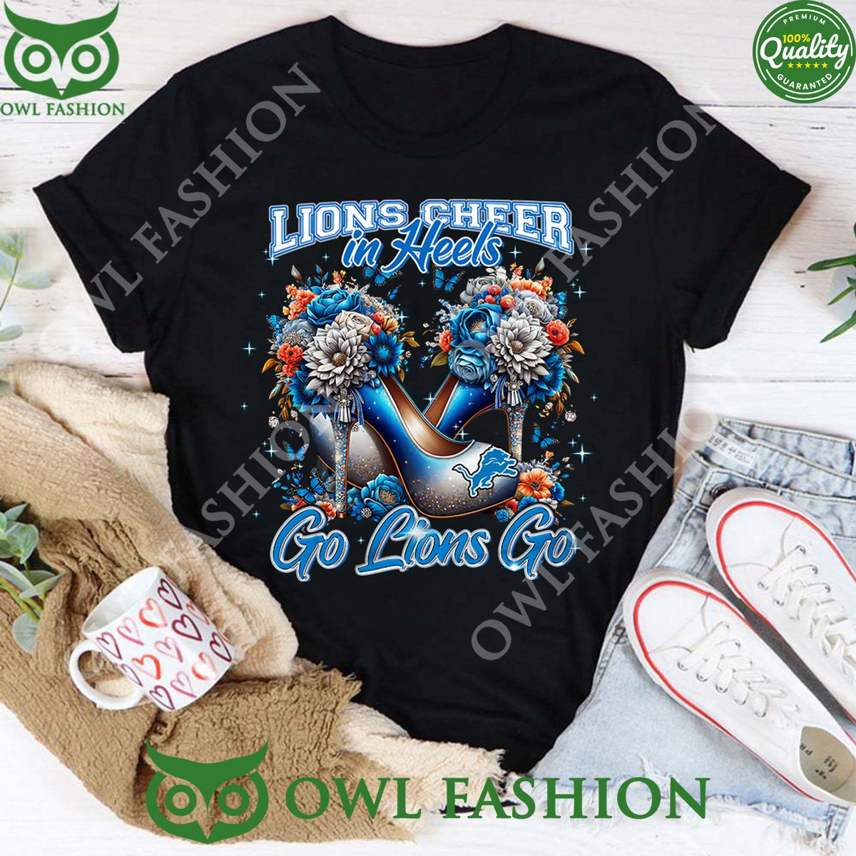 Detroit Lions Cheer in Heels Go - Adult & Kids T-Shirts, Sweatshirts & Hoodies apparel design preview 1