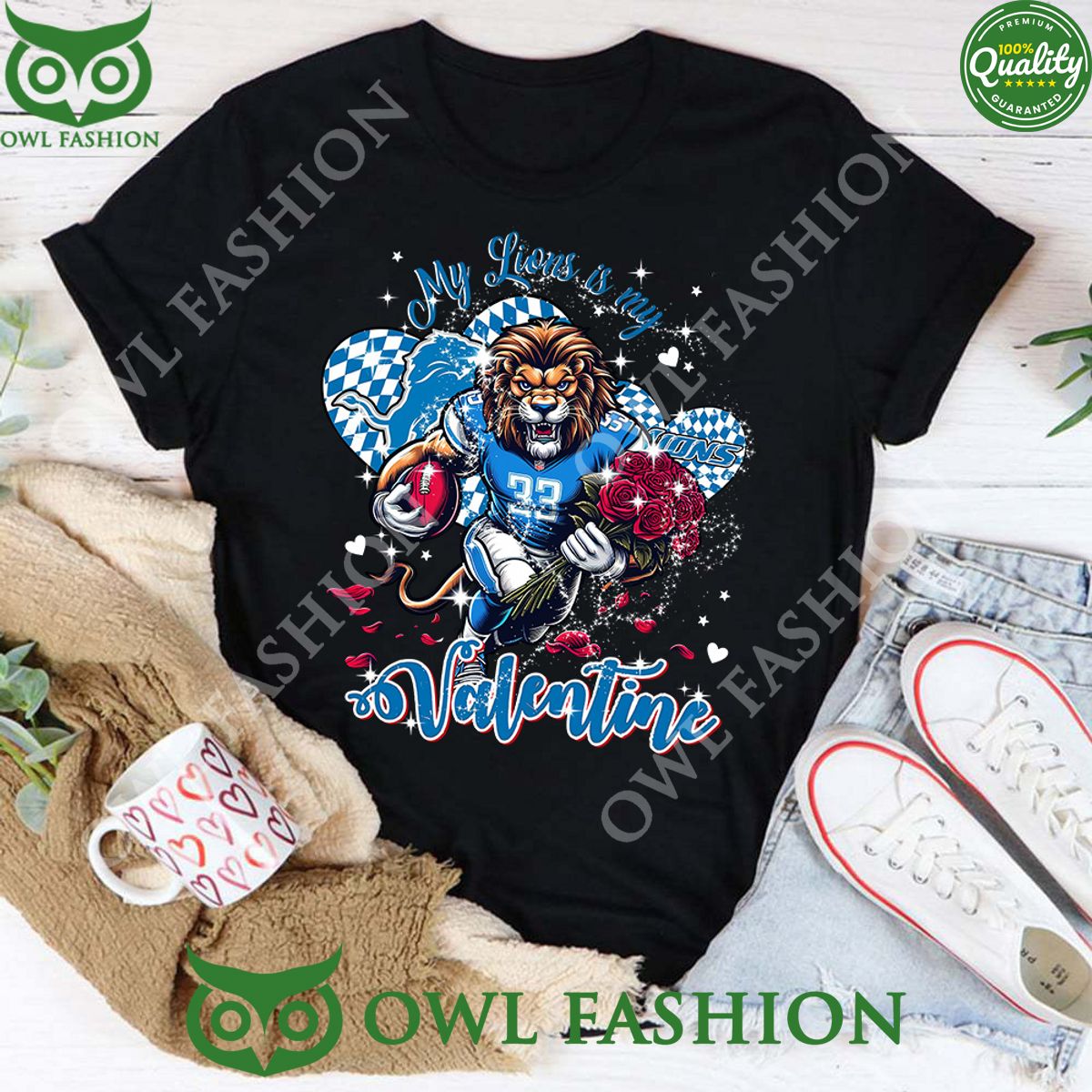 Detroit Lions My is Valentine Rose Flower Bring it - Adult & Kids T-Shirts, Sweatshirts & Hoodies apparel design preview 1