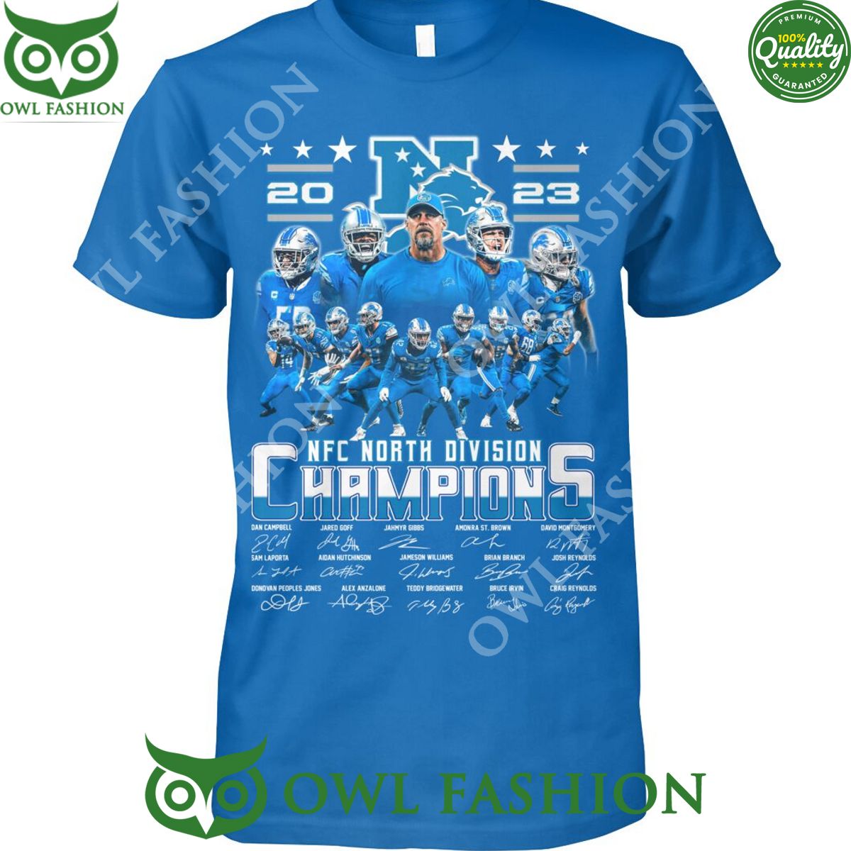 Detroit Lions Team NFC North Division Champions - Adult & Kids T-Shirts, Sweatshirts & Hoodies apparel design preview 1