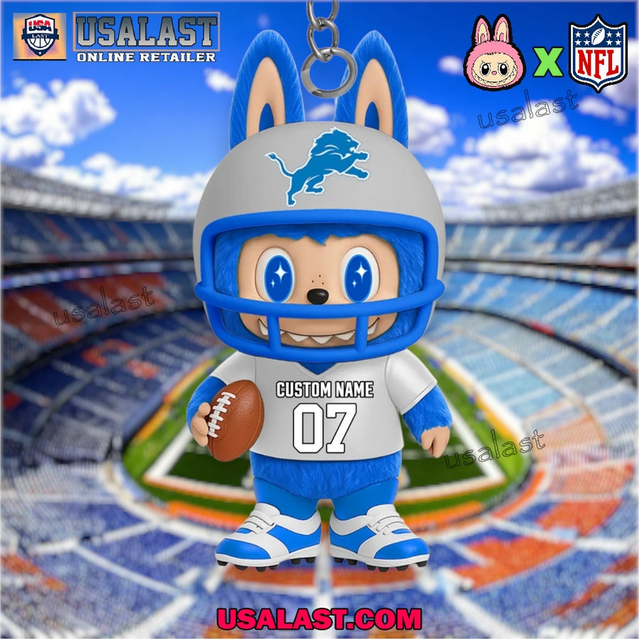 Detroit Lions x Labubu Monster Custom Acrylic - Adult & Kids T-Shirts, Sweatshirts & Hoodies apparel design preview 1