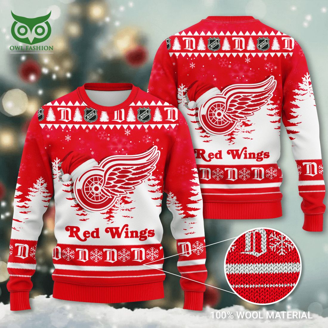Detroit Red Wings NHL Ice Hockey 3D Ugly Sweater - Adult & Kids T-Shirts, Sweatshirts & Hoodies apparel design preview 1