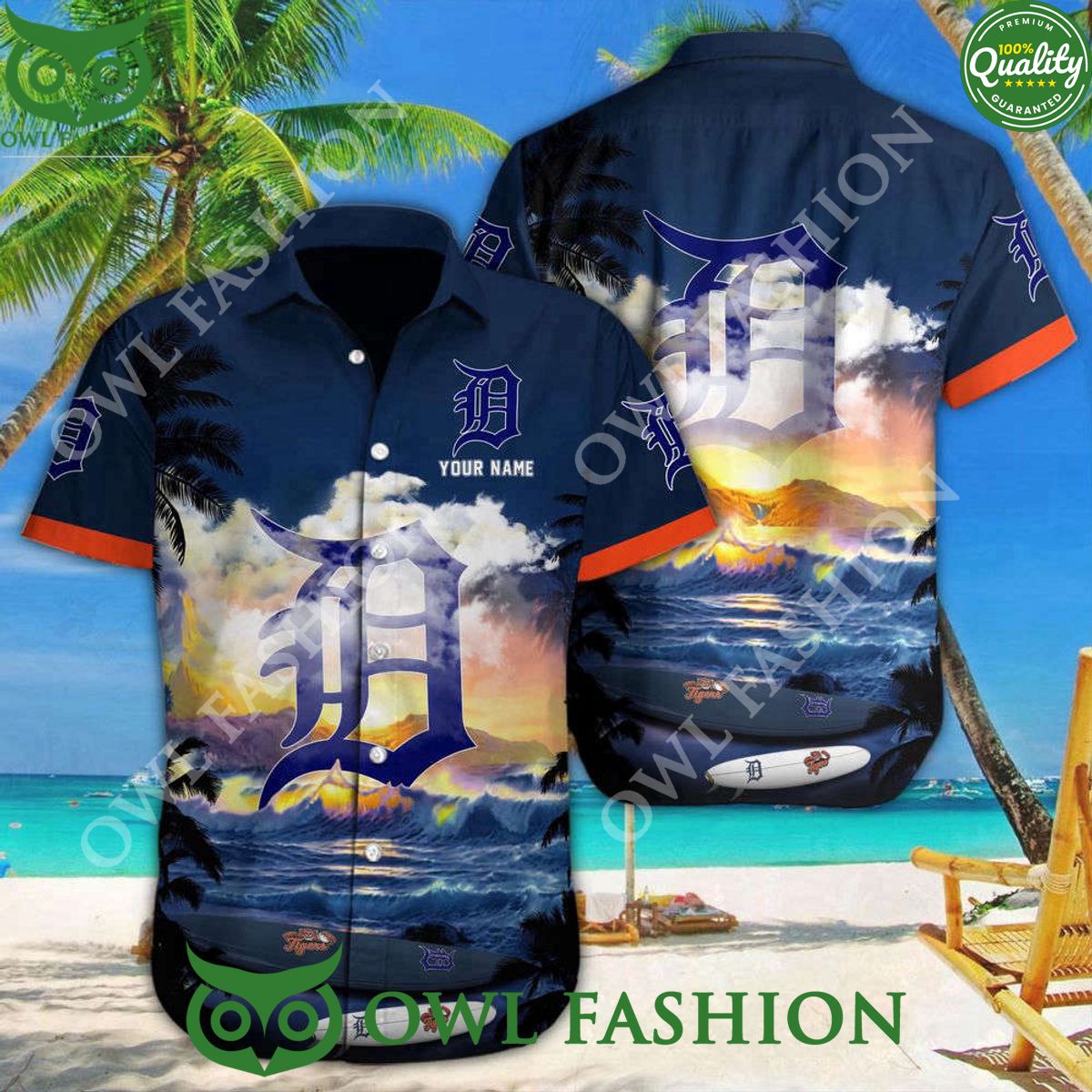 Detroit Tigers MLB Hawaiian and shorts - Adult & Kids T-Shirts, Sweatshirts & Hoodies apparel design preview 1