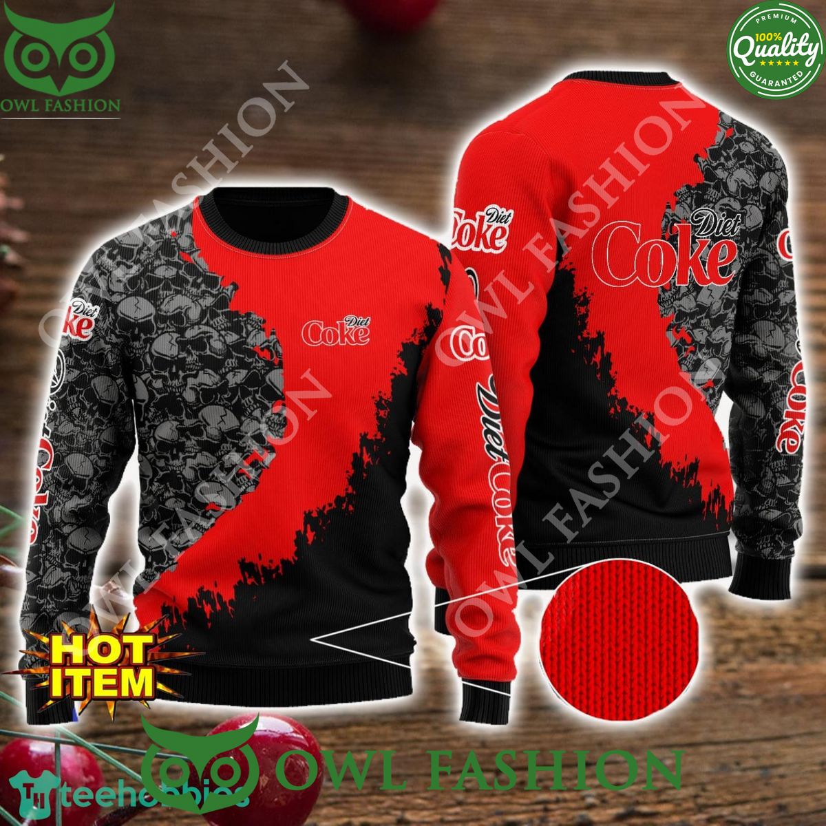 Diet Coke Skull Halloween All Over Print 3D Ugly - Adult & Kids T-Shirts, Sweatshirts & Hoodies apparel design preview 1