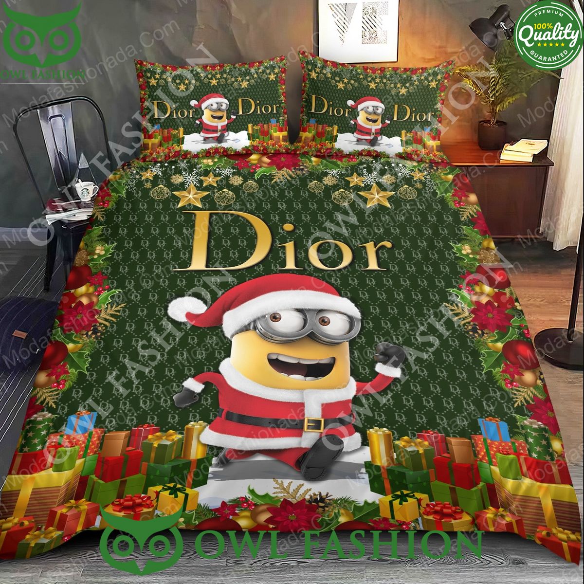Dior Christmas Minion Premium Bedding Sets - Adult & Kids T-Shirts, Sweatshirts & Hoodies apparel design preview 1