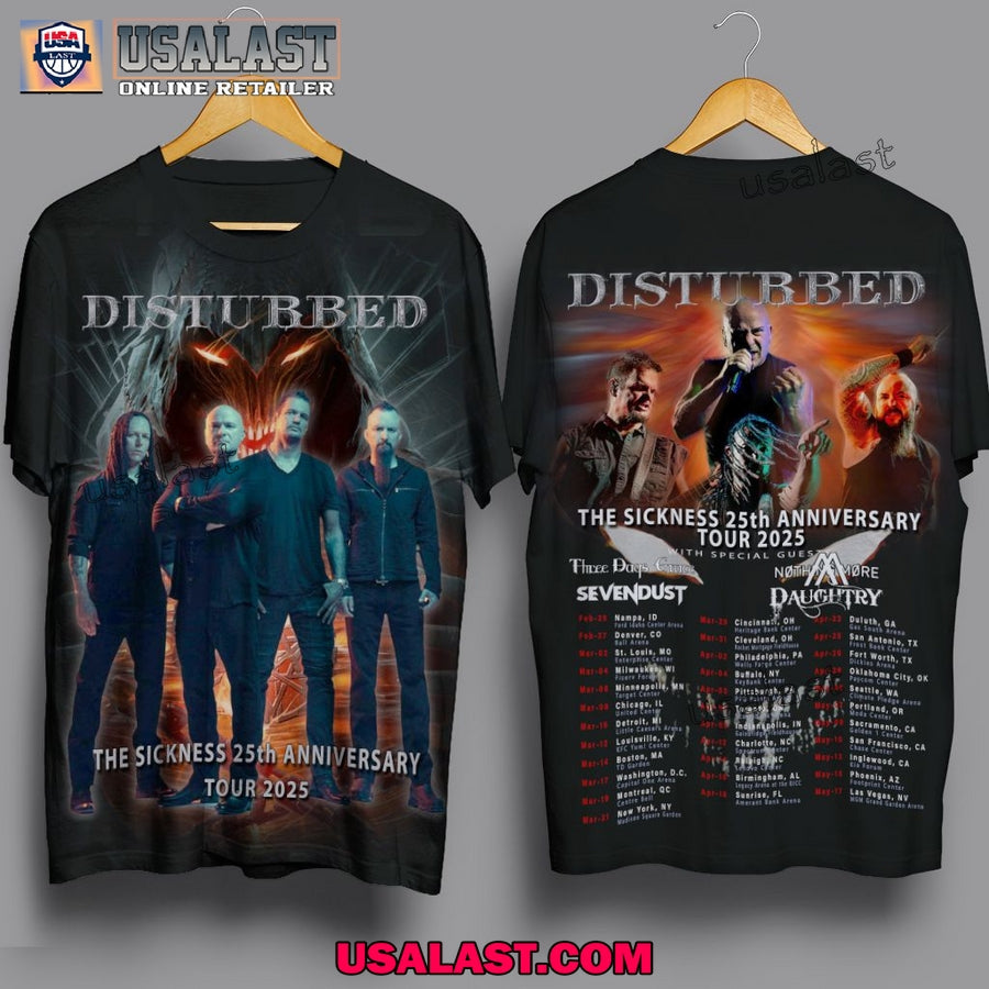 Disturbed The Sickness 25th Anniversary Tour 2025 - Adult & Kids T-Shirts, Sweatshirts & Hoodies apparel design preview 1