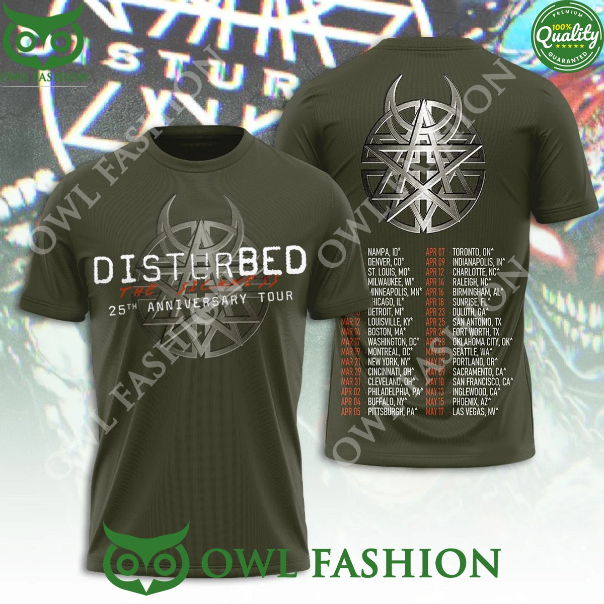 Disturbed The Sickness 25th Anniversary Tour 2025 - Adult & Kids T-Shirts, Sweatshirts & Hoodies apparel design preview 1