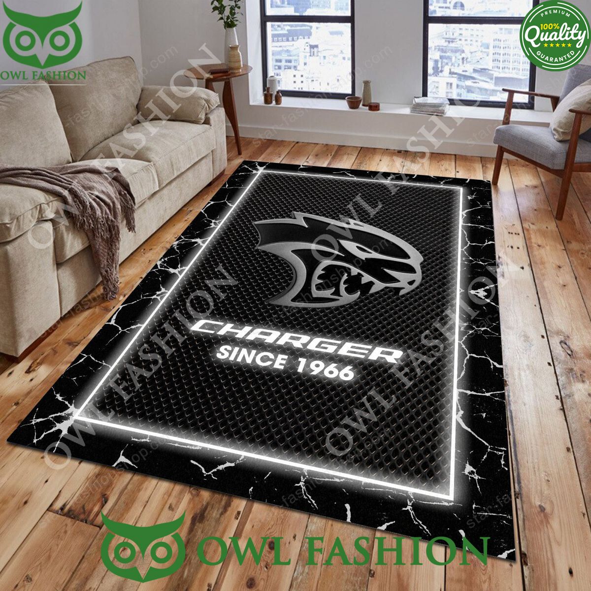 Dodge Charger Four-door Muscle Car Carpet Rug - Adult & Kids T-Shirts, Sweatshirts & Hoodies apparel design preview 1