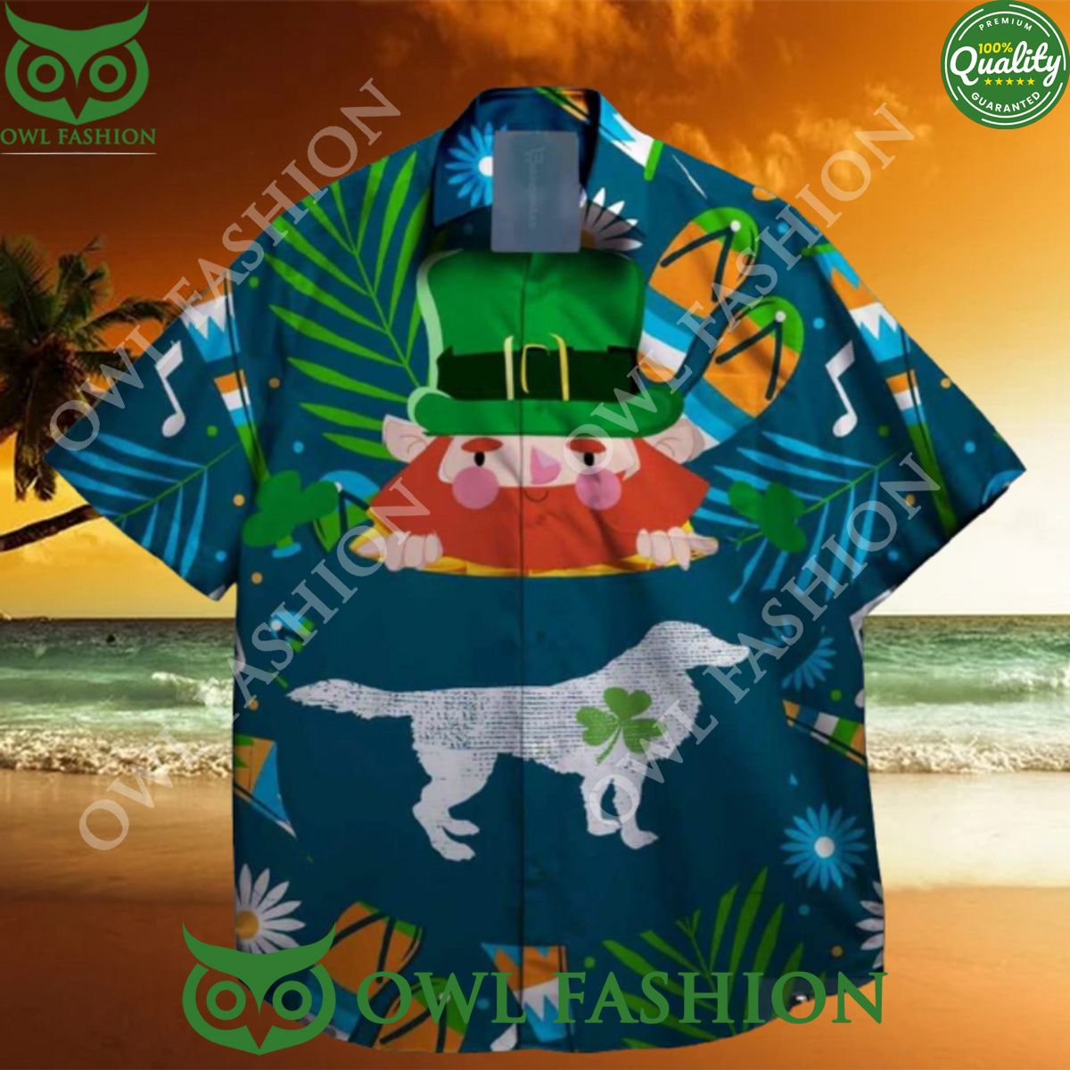 Dog with shamrock st patrick day hawaiian - Adult & Kids T-Shirts, Sweatshirts & Hoodies apparel design preview 1