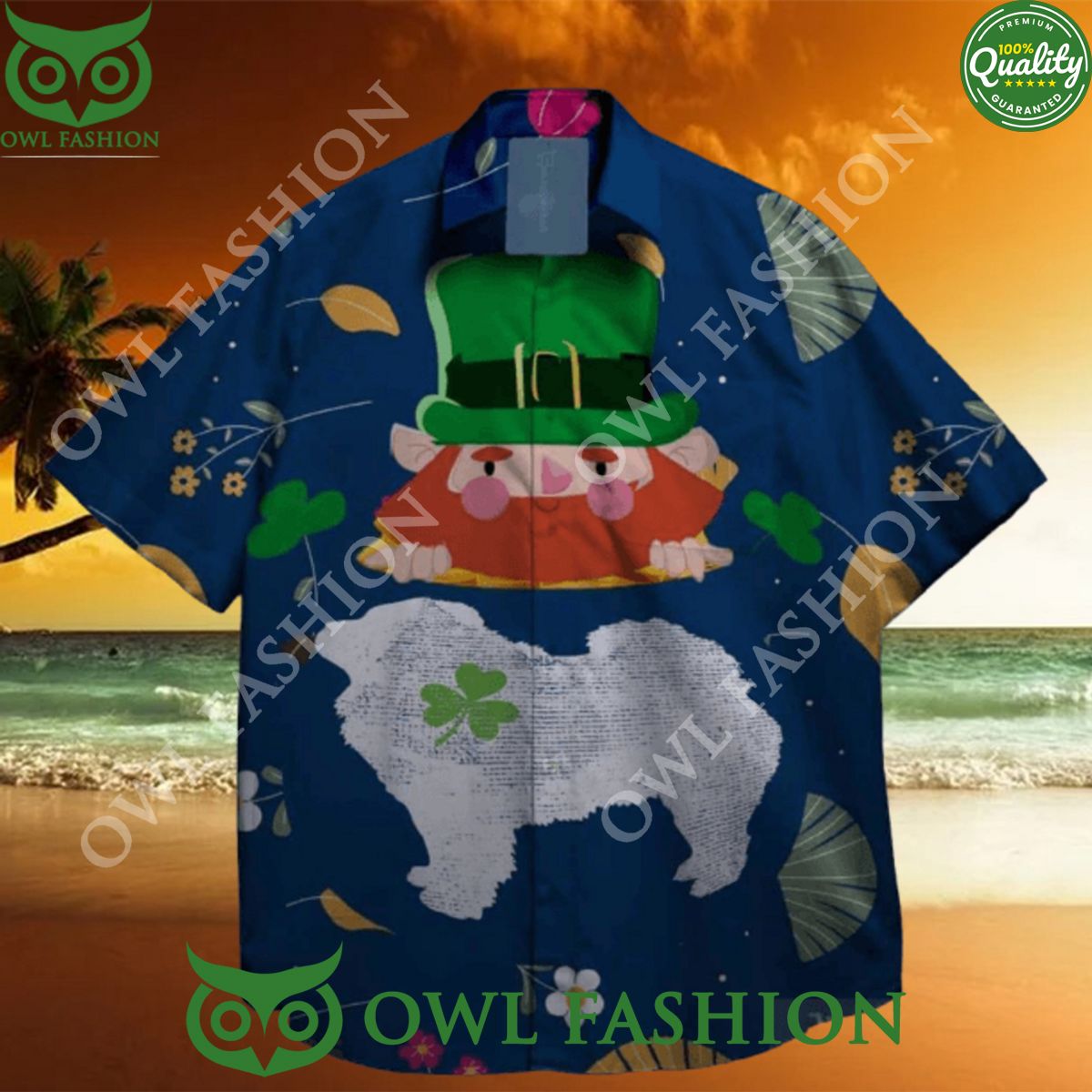 Dogs and shamrock at st patrick day hawaiian - Adult & Kids T-Shirts, Sweatshirts & Hoodies apparel design preview 1