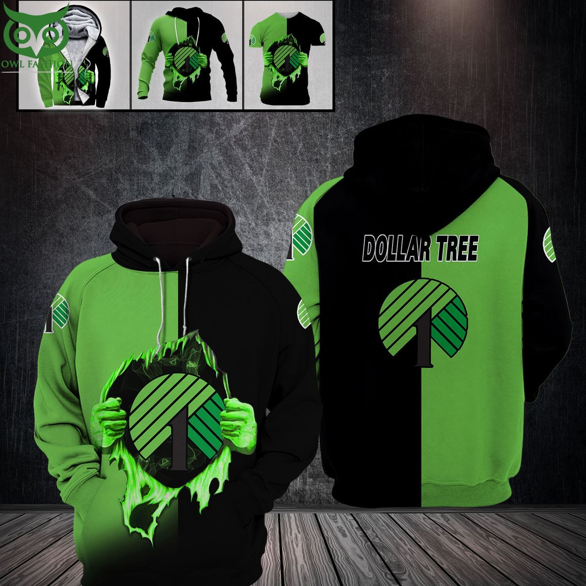 Dollar Tree Green Black 3D - Adult & Kids T-Shirts, Sweatshirts & Hoodies apparel design preview 1