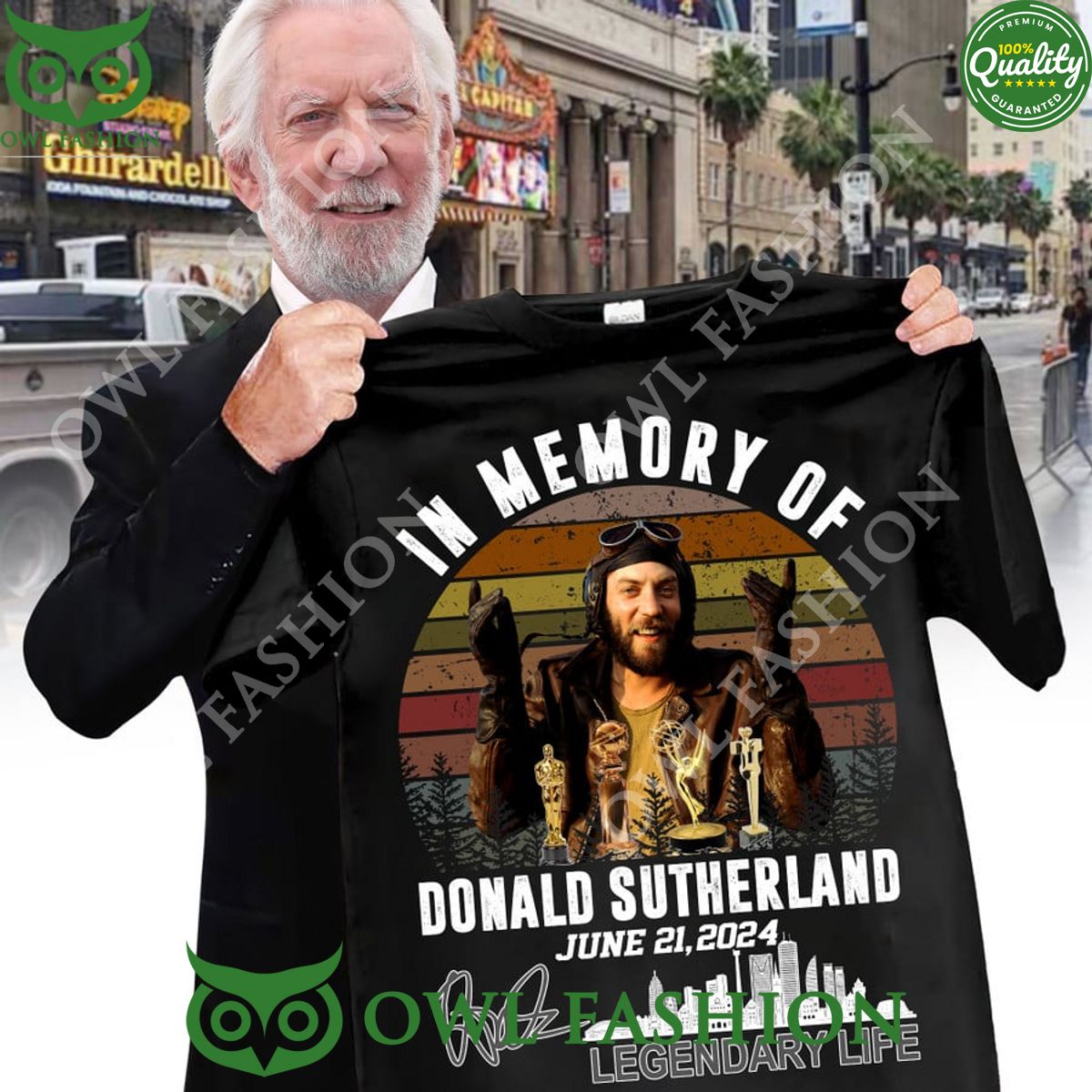 Donald Sutherland in memory of Legendary life 21 June - Adult & Kids T-Shirts, Sweatshirts & Hoodies apparel design preview 1
