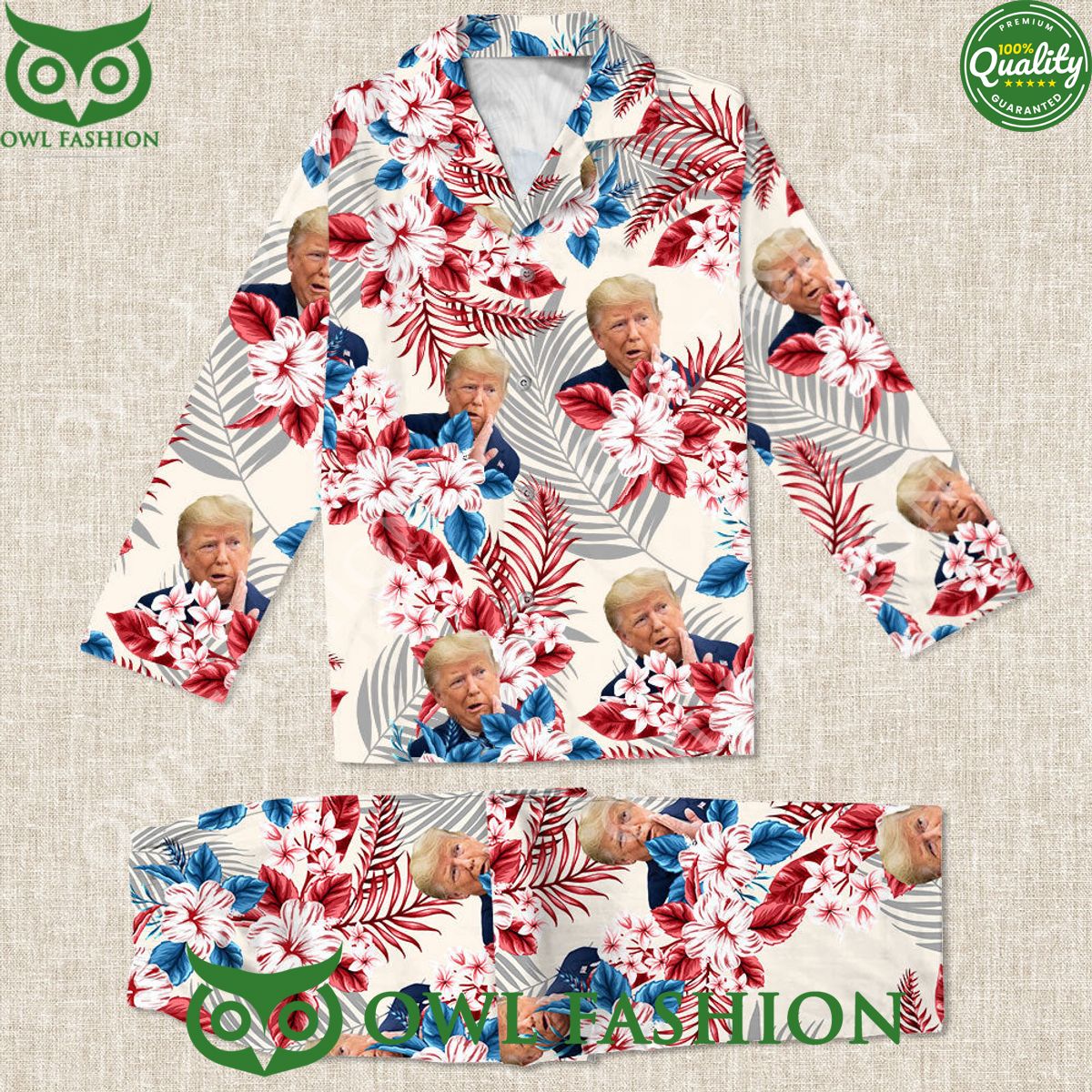 Donald Trump Face Hibiscus Flower Pattern Hawaii Vibe - Adult & Kids T-Shirts, Sweatshirts & Hoodies apparel design preview 1