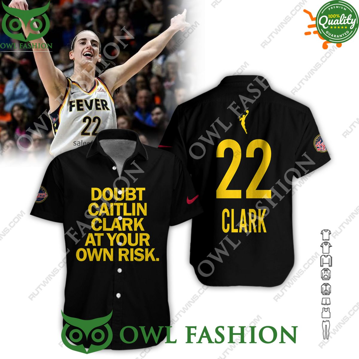 Doubt Caitlin Clark At your own risk Number 22 - Adult & Kids T-Shirts, Sweatshirts & Hoodies apparel design preview 1