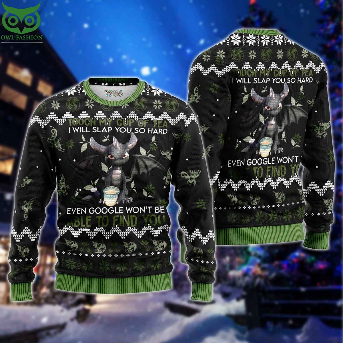 Dragon Ew People Black 3D AOP Ugly Sweater Jumper - Adult & Kids T-Shirts, Sweatshirts & Hoodies apparel design preview 1