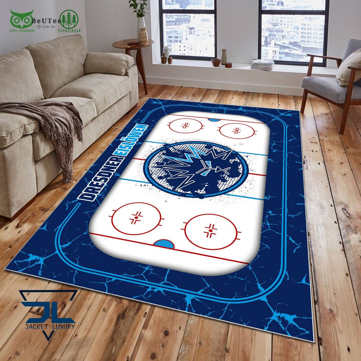 Dresdner Eislöwen Germany Ice Hockey Team Carpet Rug - Adult & Kids T-Shirts, Sweatshirts & Hoodies apparel design preview 1