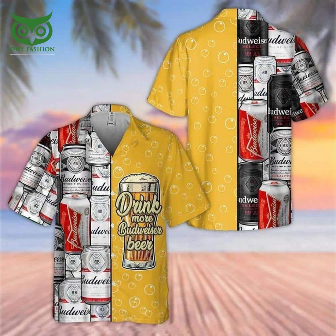 Drink More Budweiser Beer Hawaiian - Adult & Kids T-Shirts, Sweatshirts & Hoodies apparel design preview 1