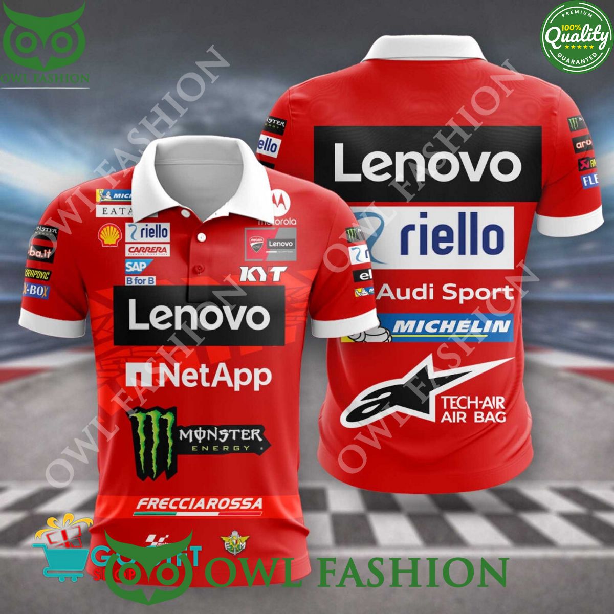 Ducati Lenovo Team 2024 motorcycle polo collection - Adult & Kids T-Shirts, Sweatshirts & Hoodies apparel design preview 1