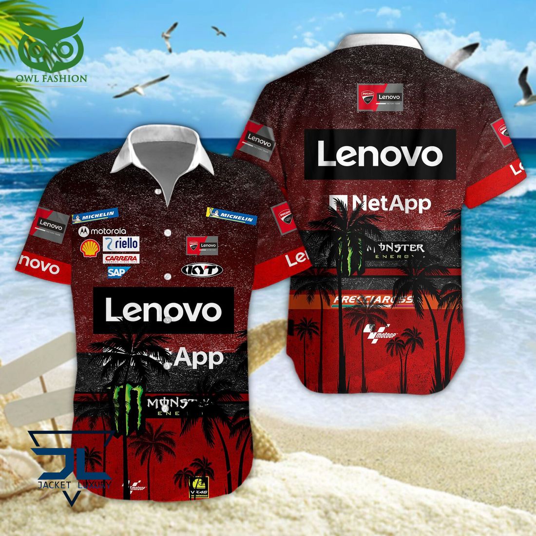 Ducati Lenovo Team Grand Prix Motogp Racing Hawaiian - Adult & Kids T-Shirts, Sweatshirts & Hoodies apparel design preview 1