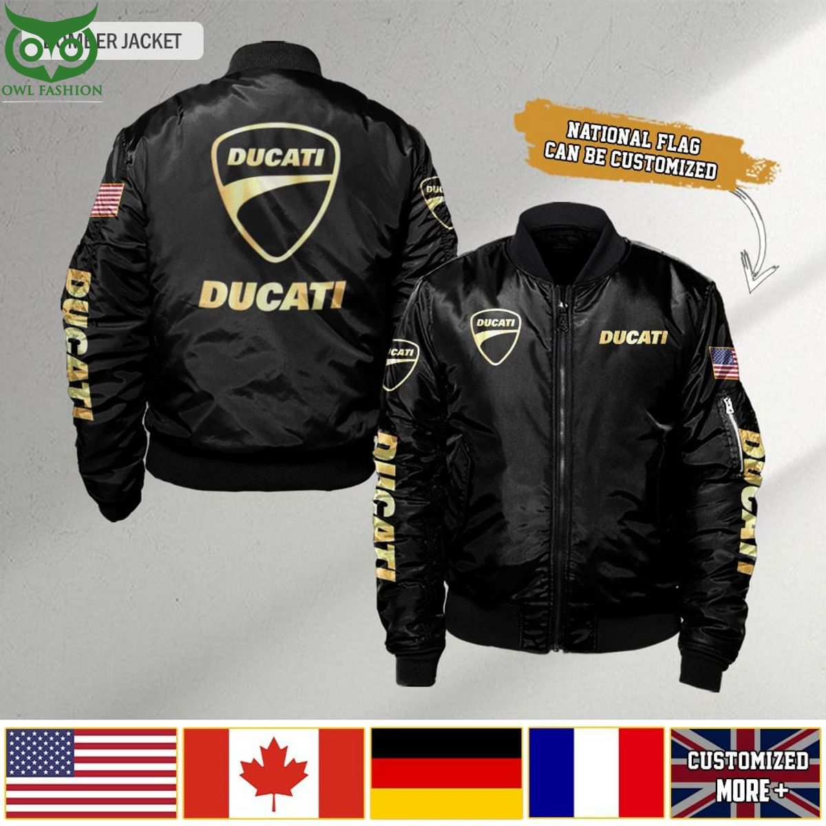 Ducatti Custom Flag 3D Bomber Jacket - Adult & Kids T-Shirts, Sweatshirts & Hoodies apparel design preview 1