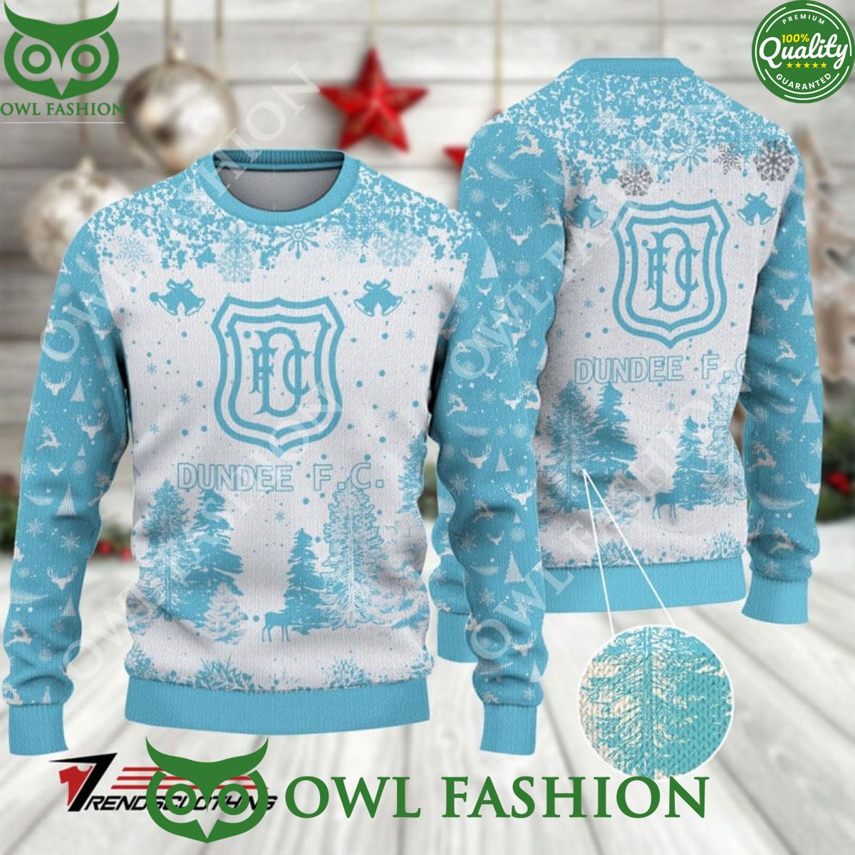Dundee F.C. SPFL Scottish Snow Fall Pine Ugly sweater - Adult & Kids T-Shirts, Sweatshirts & Hoodies apparel design preview 1