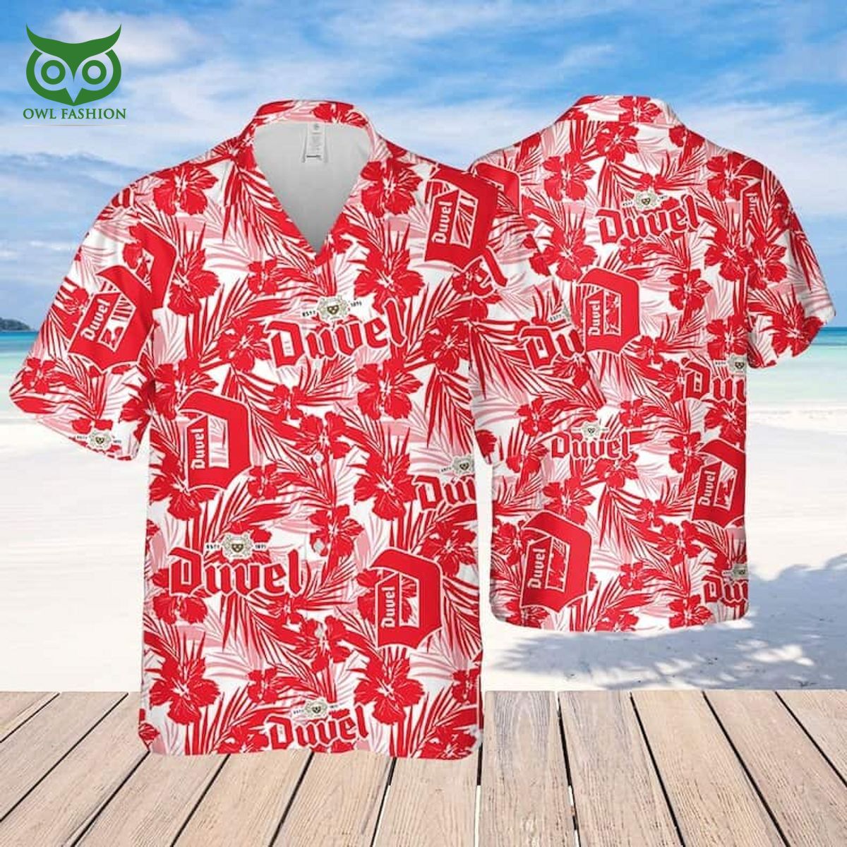 Duvel Beer Hawaiian Tropical Flower Pattern - Adult & Kids T-Shirts, Sweatshirts & Hoodies apparel design preview 1
