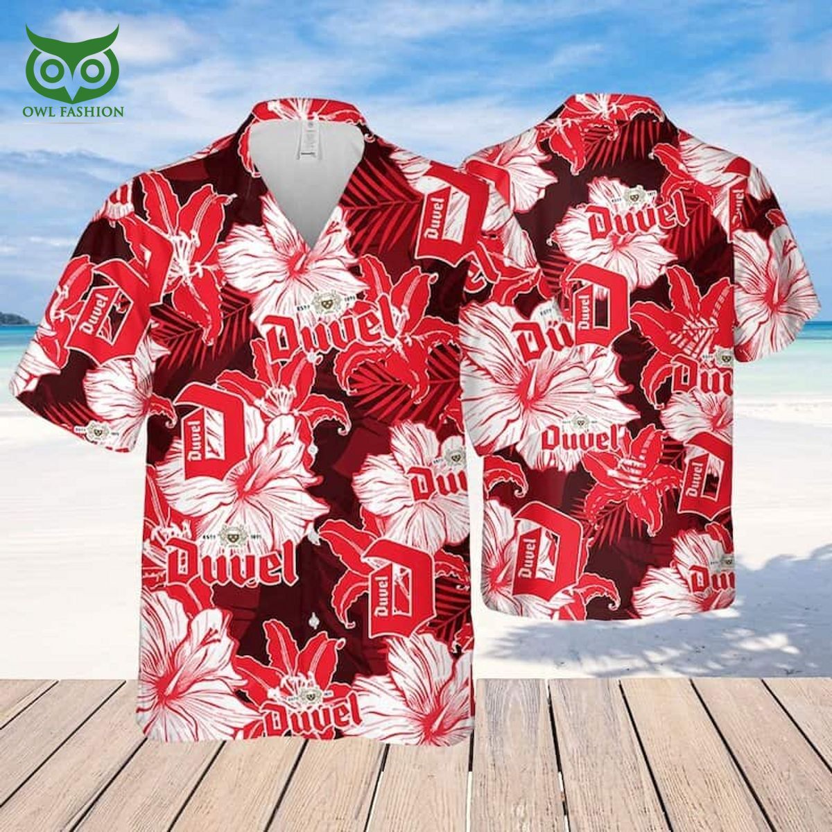 Duvel Beer Hawaiian Tropical Flower Pattern Beach - Adult & Kids T-Shirts, Sweatshirts & Hoodies apparel design preview 1
