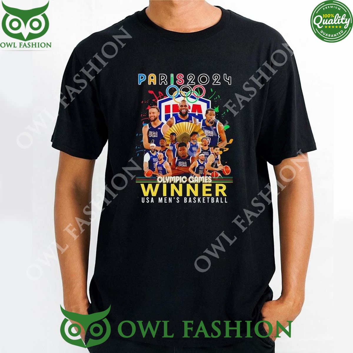 Olympic Games Winner Paris Usa 2024 Mens Basketball - Adult & Kids T-Shirts, Sweatshirts & Hoodies apparel design preview 1