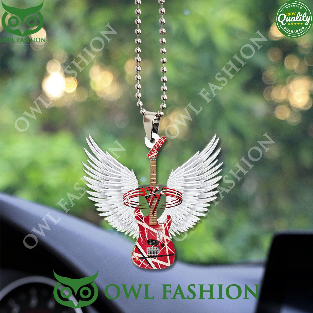 Eddie Van Halen Custom Red Guitar Acrylic Car - Adult & Kids T-Shirts, Sweatshirts & Hoodies apparel design preview 1