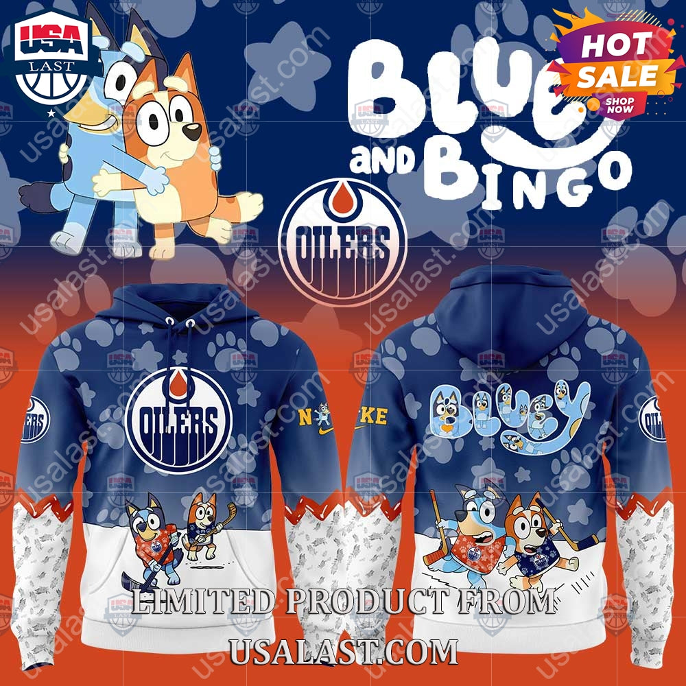 Edmonton Oilers NHL Bluey and Bingo - Adult & Kids T-Shirts, Sweatshirts & Hoodies apparel design preview 1