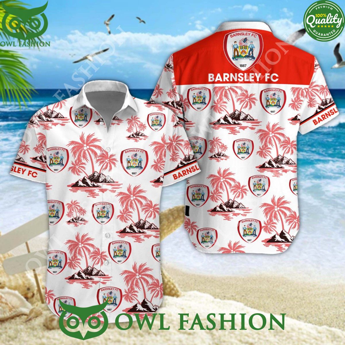 EFL Championship Barnsley Beach Vibe Hawaiian Aloha - Adult & Kids T-Shirts, Sweatshirts & Hoodies apparel design preview 1